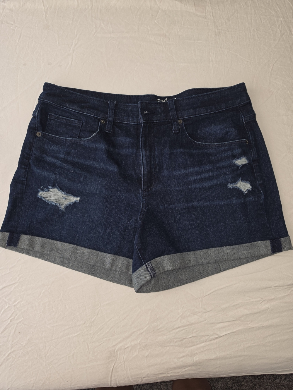 Universal Thread Dark Blue Distressed Cuffed Denim Shorts
